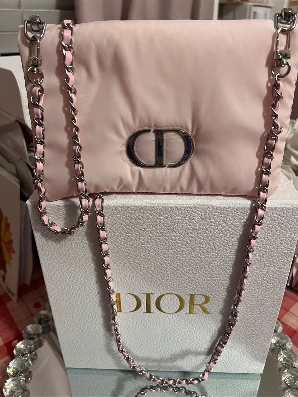 Dior Light Pink CD Flap Crossbody with Silver Chain - Picture 6 of 6